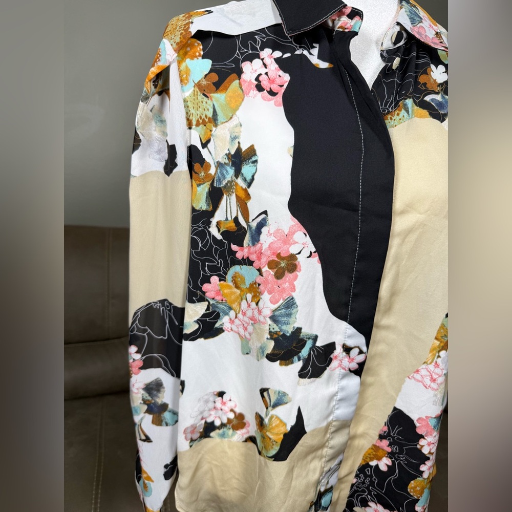 3.1 Phillip Lim X Target Floral Button Up Blouse Sz M Summer Spring Easter Party - Picture 11 of 15